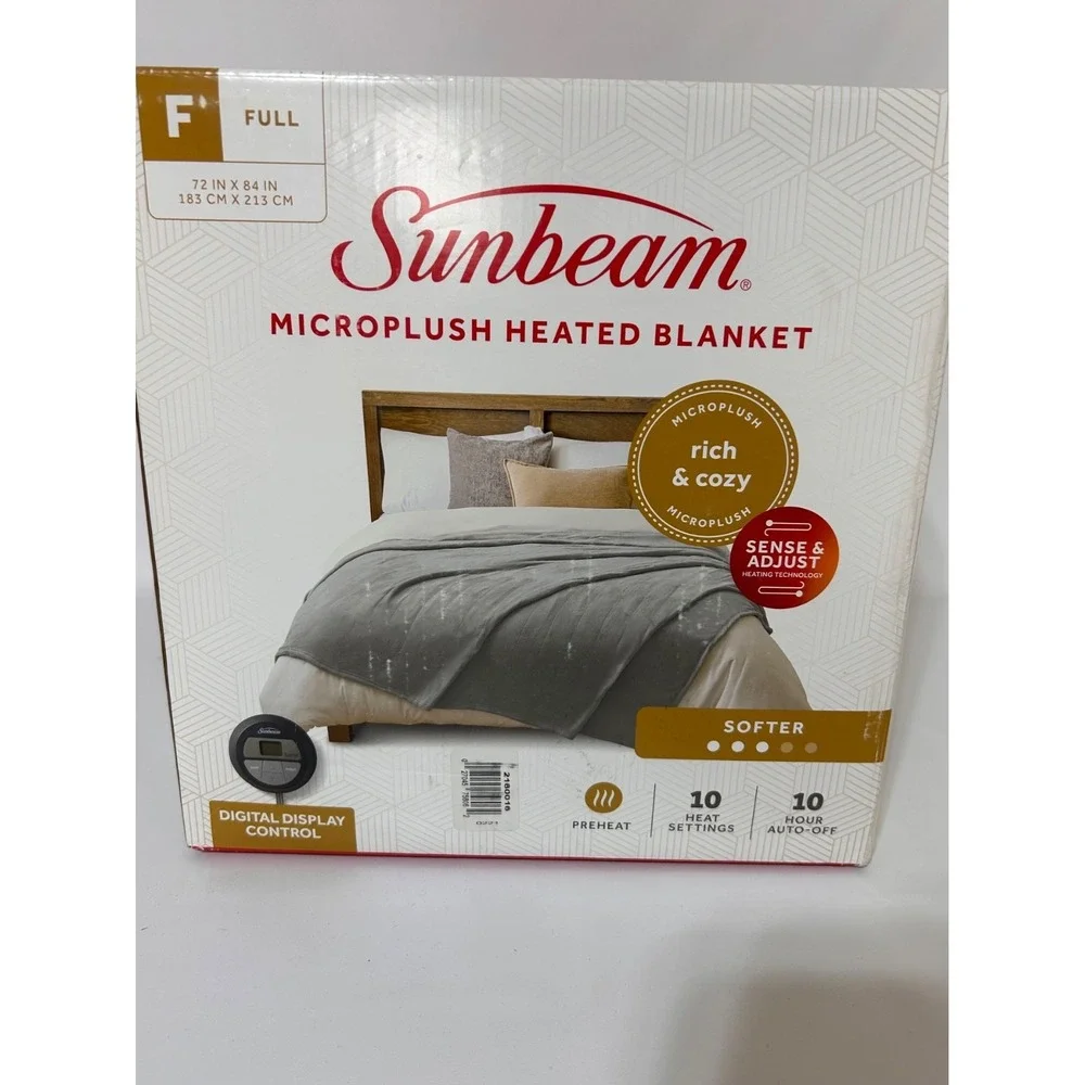 Sunbeam Heated Blanket Microplush 10 Heat Settings Size Full Burgundy